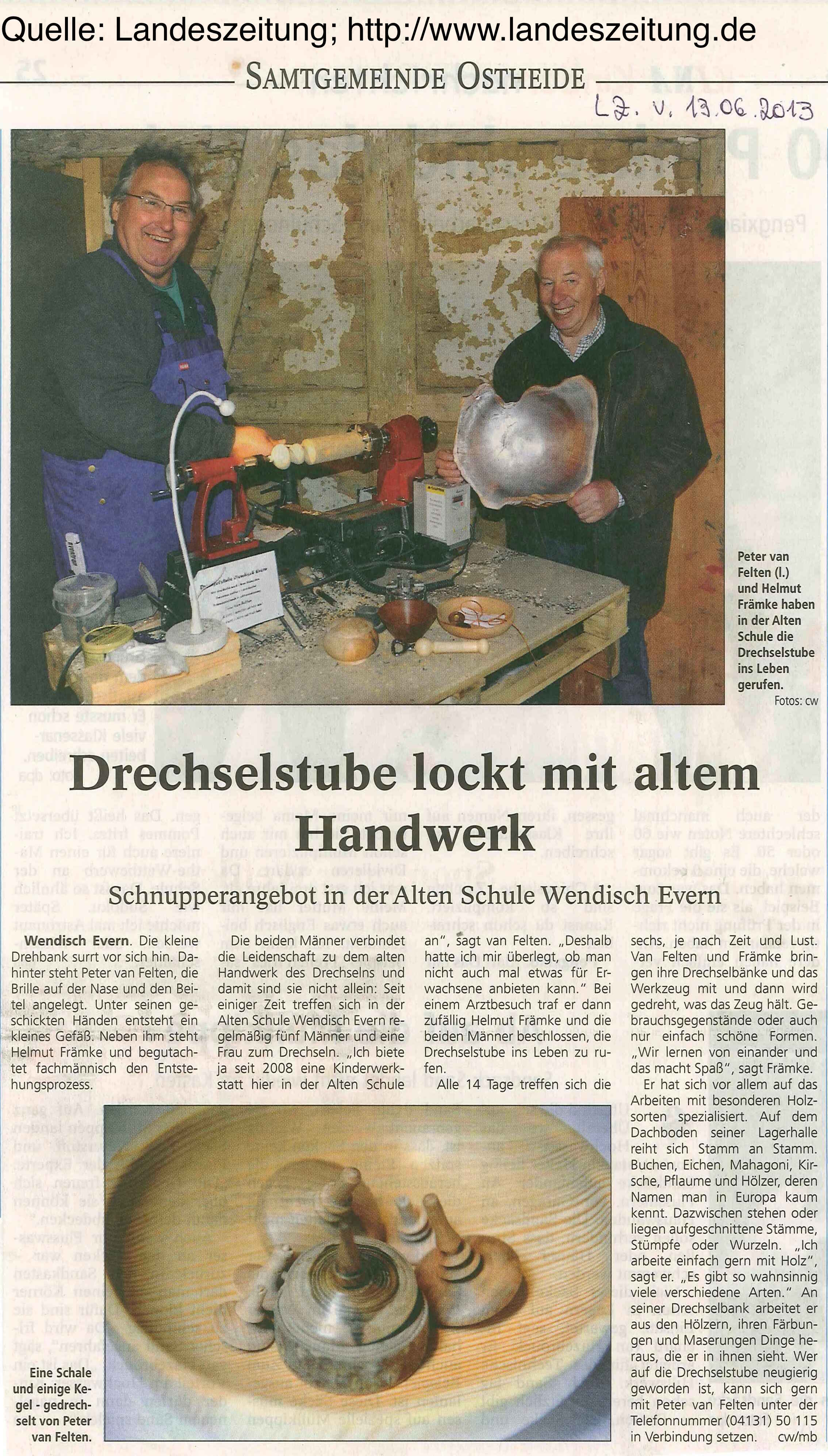 Bericht Landeszeitung vom 13.06.2013
