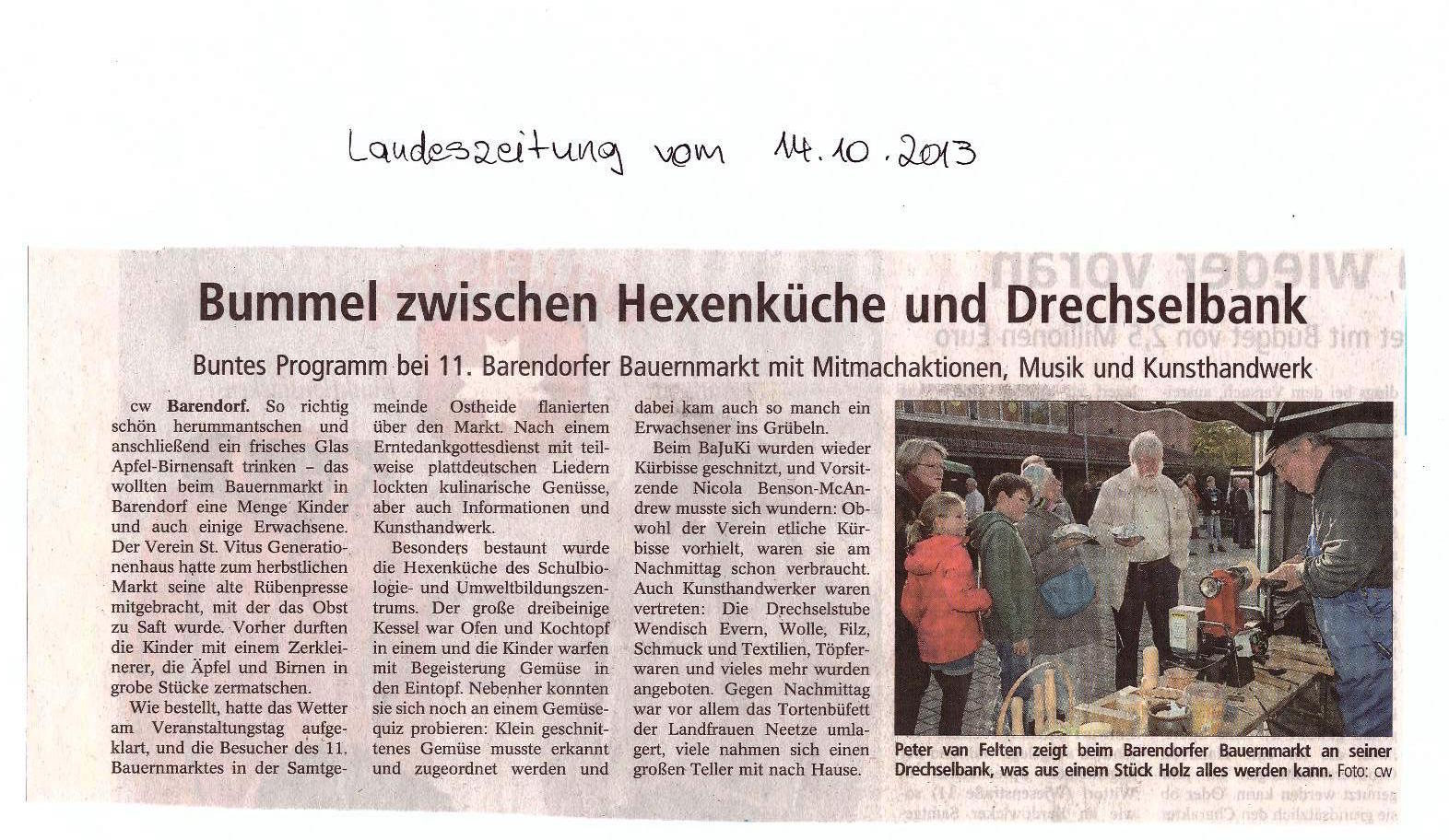 Bericht Landeszeitung vom 14.10.2013
